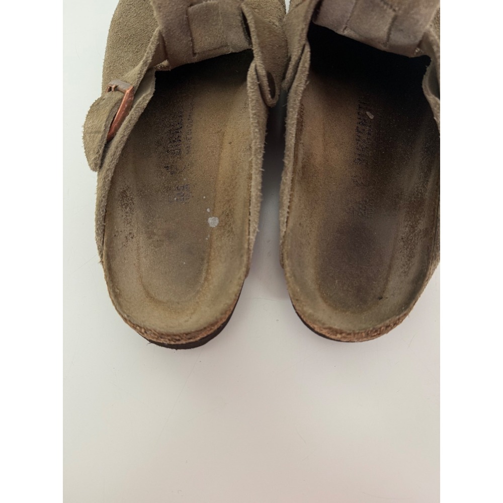 Birkenstock Boston Clogs Taupe Suede Leather Mules Shoes Size 41 - Picture 5 of 6